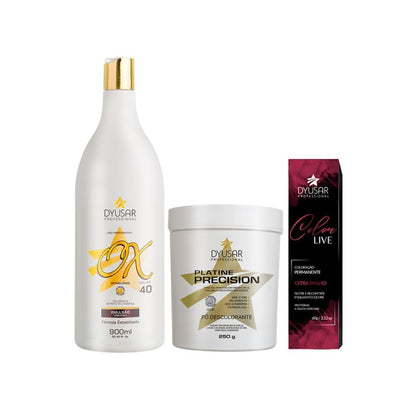 Kit Pó Descolorante de 250 g + Ox de 40 vol + Coloração 7.7
