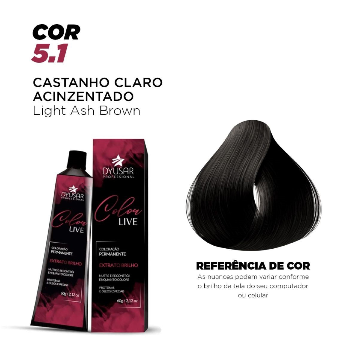Coloração Permanente Color Live 5.1 da Dyusar Cosméticos - Dyusar