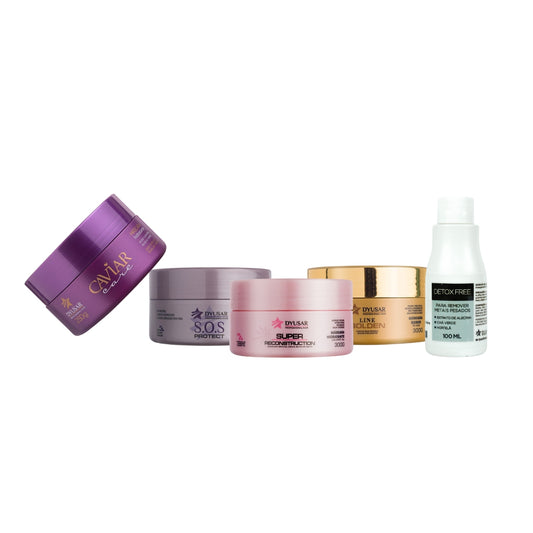 Kit 4 Mascaras Reconstrução Nutrição e Hidratação + Tonico