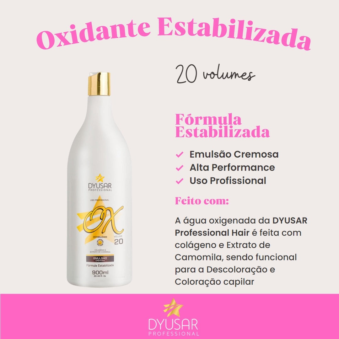 Oxidante Estabilizada 20 Volumes Dyusar Cosméticos 900 ml