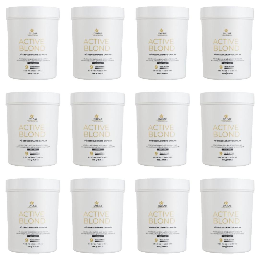 Kit 12 Pó Descolorante Active Blond DYUSAR 9 Tons