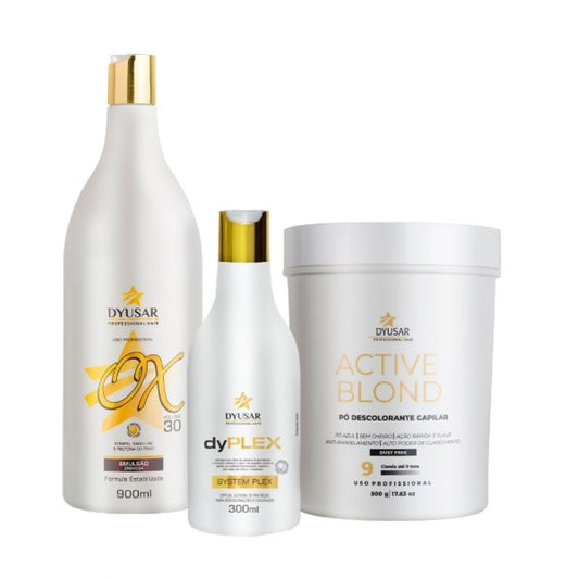Kit Pó descolorante Active Blond + OX 30Vol + Dy Plex DYUSAR