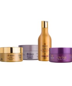Kit Para Hidratação Nutrição e Reconstrução Capilar Com Shampoo Hidratante Line Golden