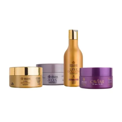 Kit Para Hidratação Nutrição e Reconstrução Capilar Com Shampoo Hidratante Line Golden