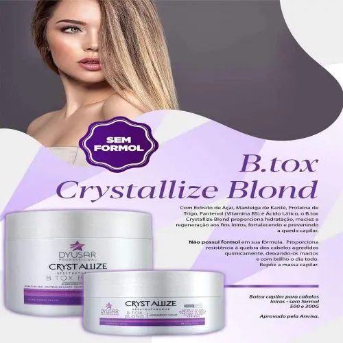 Máscara Redutora de Volume Cristal Blond Dyusar Cosméticos 300g btox