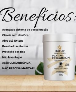 Pó Descolorante Azul Platine Precision 10 Tons Dyusar Cosméticos 500g