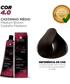 Coloração Dyusar Color Live Natural 4-0 Castanho Médio