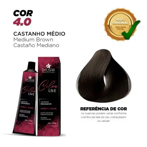 Coloração Dyusar Color Live Natural 4-0 Castanho Médio