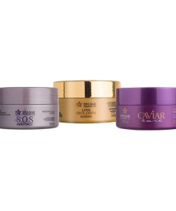 Fotos das máscaras que vão no Kit Cronograma Capilar com Máscaras da DYUSAR Cosméticos