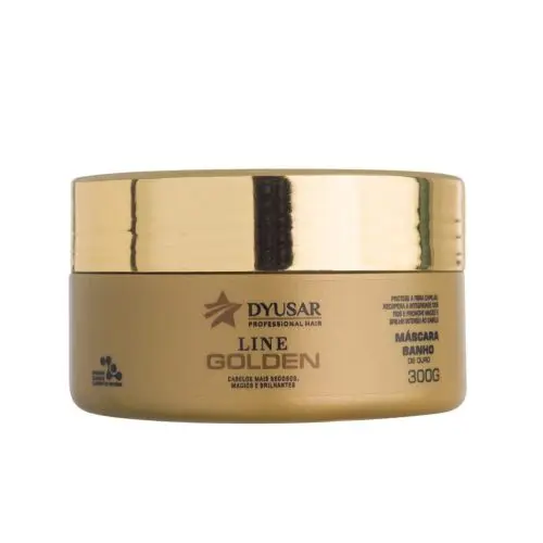 Embalagem da Máscara de Hidratação Banho de Ouro de 300g da Linha Line Golden DYUSAR Cosméticos