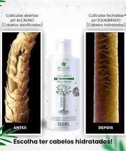 Fio de cabelo com uso do produto
