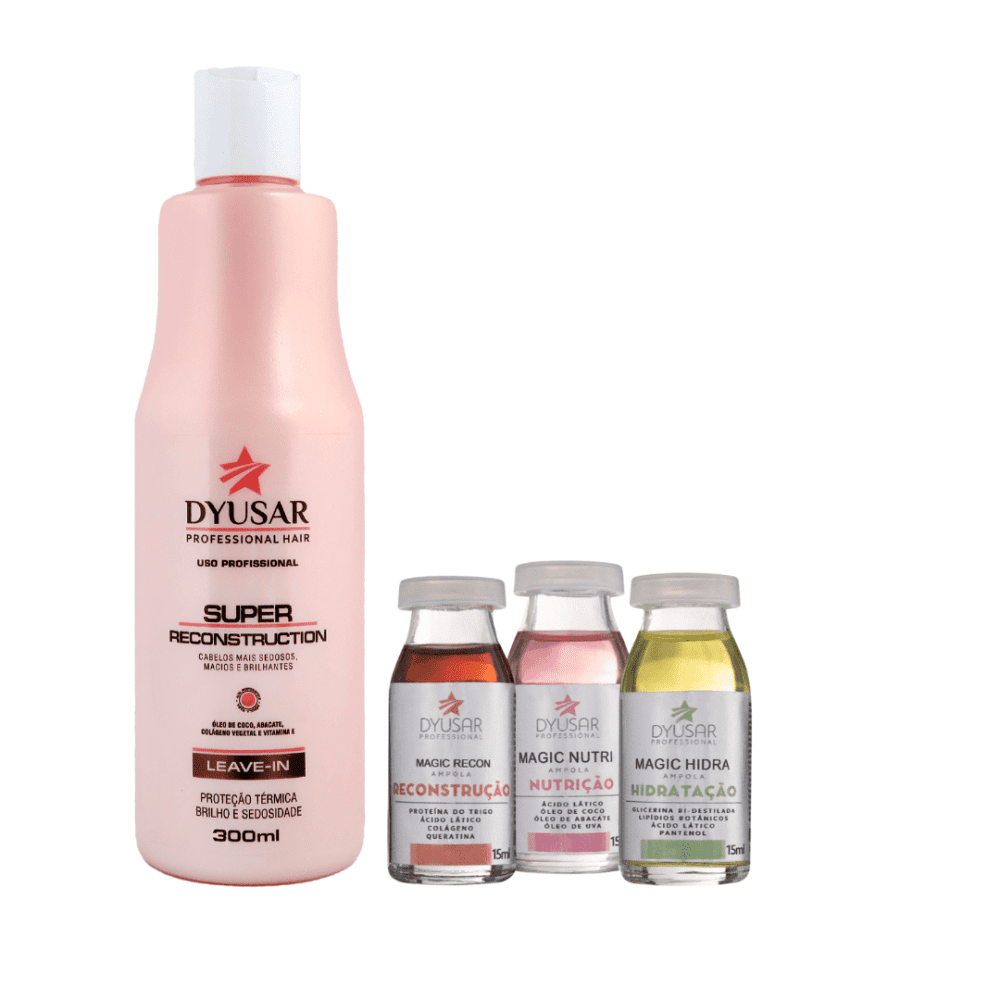 Ampolas de Hidratação, Reconstrução e Nutrição + Leave-In Super Reconstrução 300 ml