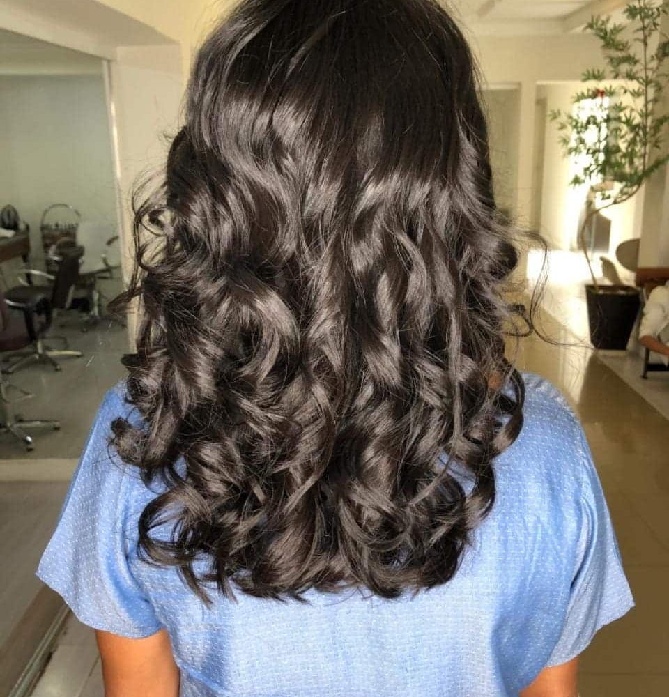 Cabelo com os produtos
