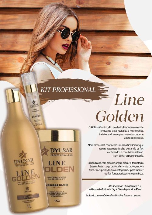line golden Condicionador de Hidratação Ouro Dyusar Cosméticos 300ml